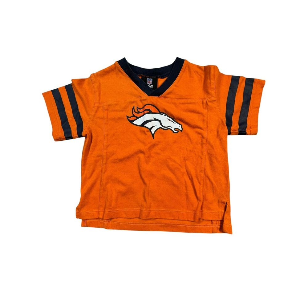 NFL Team Apparel Denver Broncos Toddler Jersey Shirt Orange 18M Football Logo
